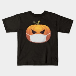 Orange halloween pumpkin in a mask Kids T-Shirt